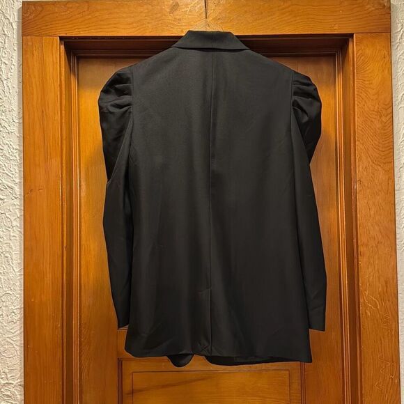 Adriana Papell Black Puffy Shoulder One Button Blazer Women’s Medium - Picture 4 of 4